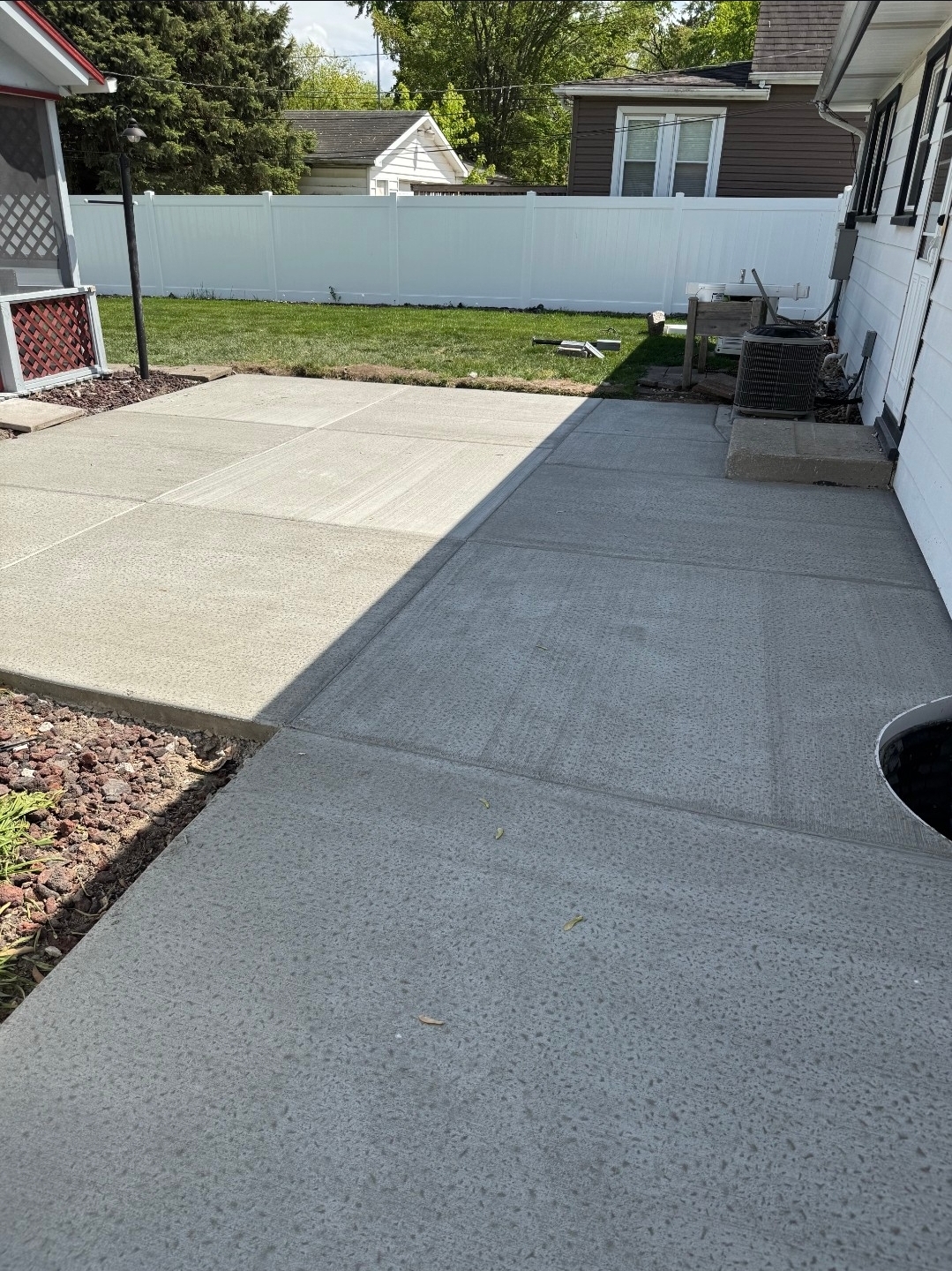 Residential concrete driveway and backyard slab