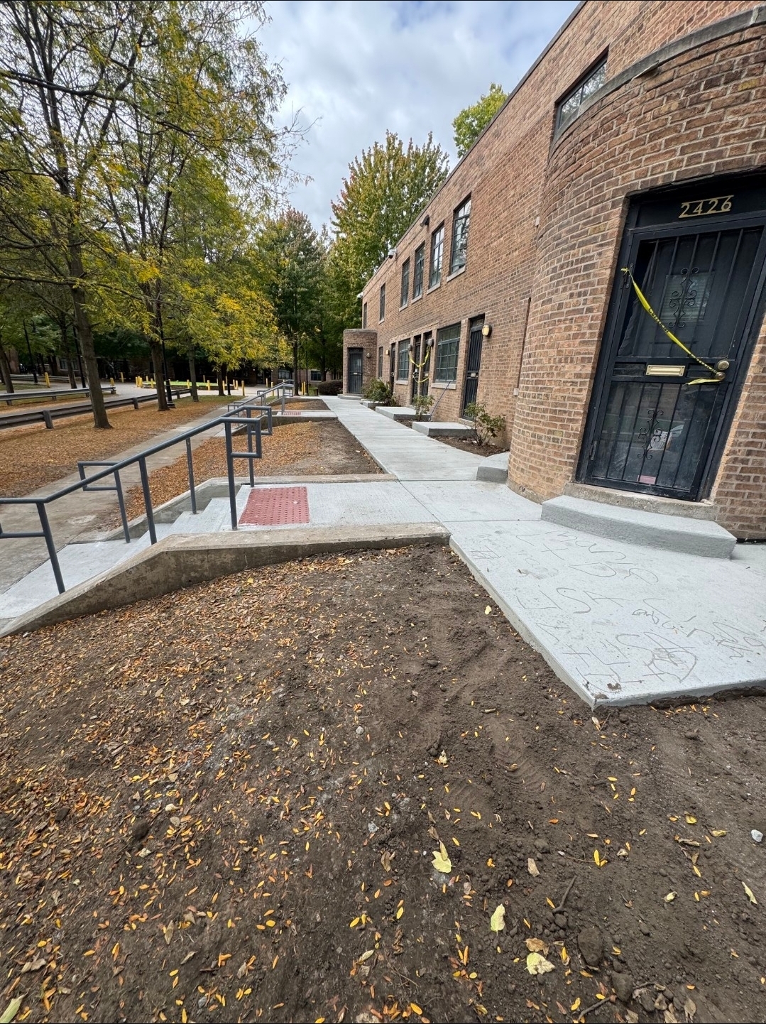 Commercial concrete sidewalk and ADA ramp in Northwest Indiana